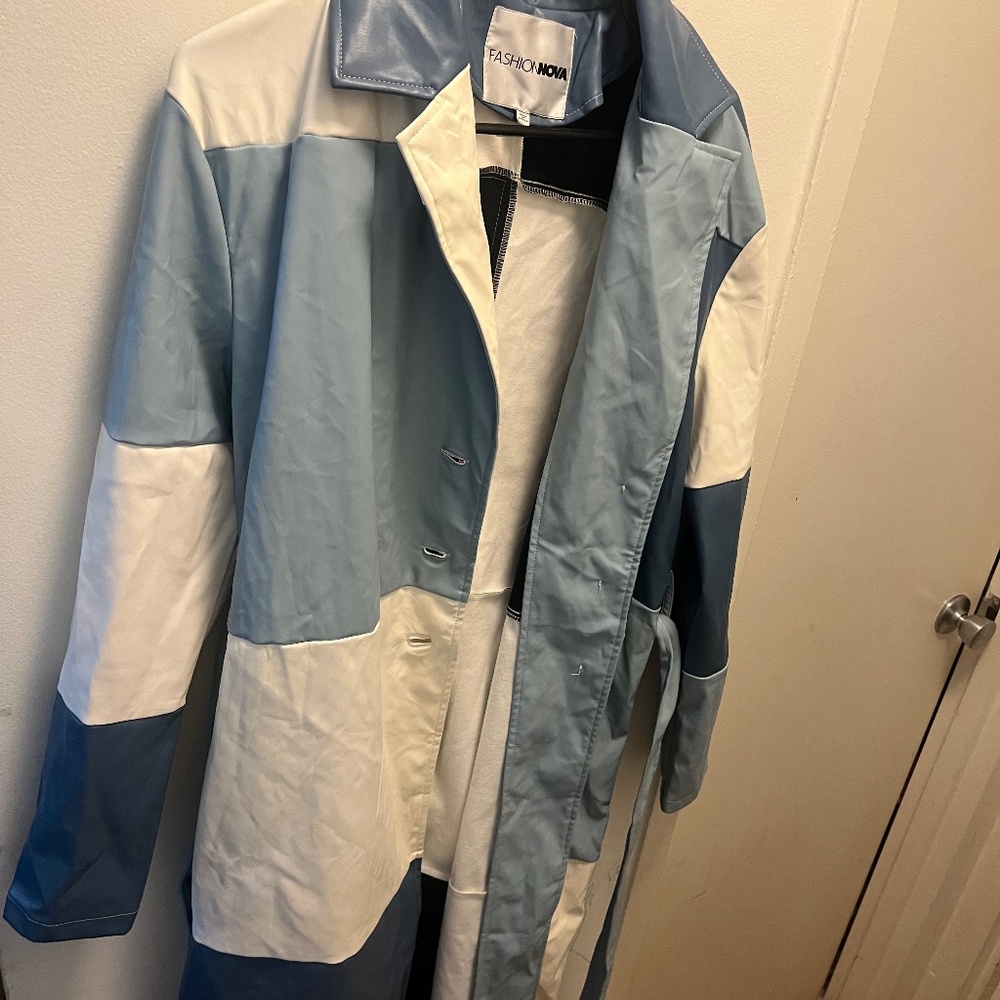 Faux leather jacket.